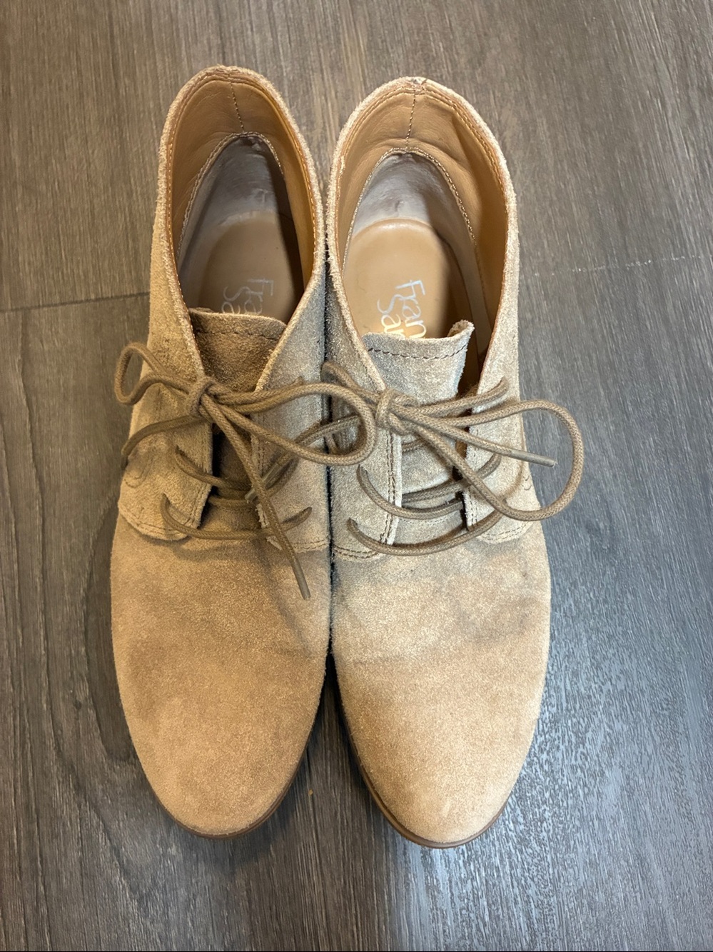 Franco Sarto Ramsey Lace Up Pebbles Chukka Suede Booties